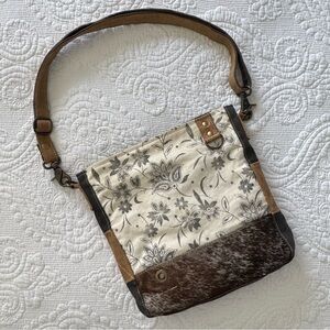 Myra Bag Floral Crossbody or Shoulder with Cowhide